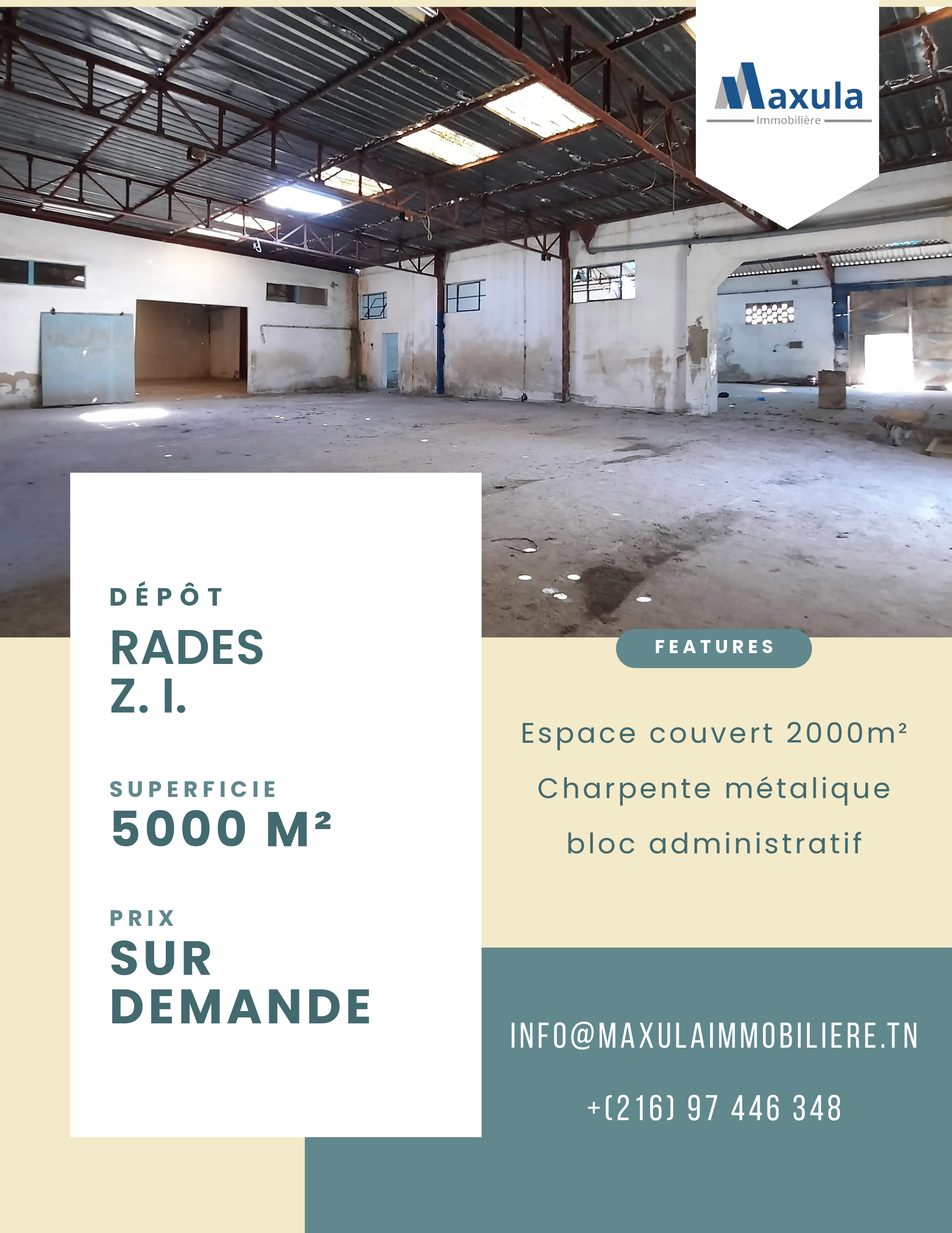 Rades Zone Industrielle 1 Vente Surfaces Depot situe en zone industrielle de rades