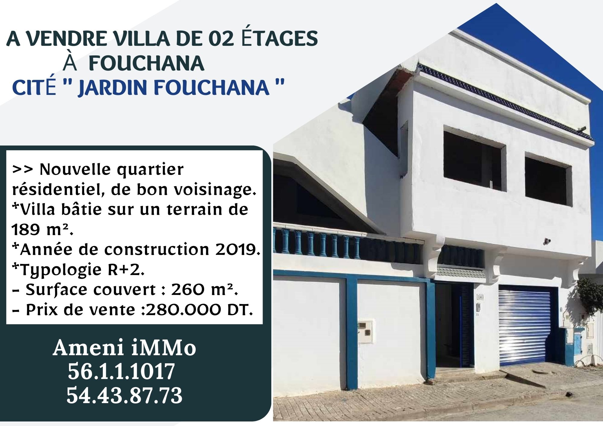 Fouchana Fouchana Vente Maisons Villa de 02 tages  fouchana