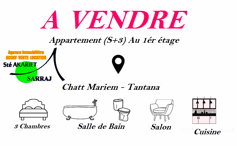 Vente Appart. 4 pices - Tunisie