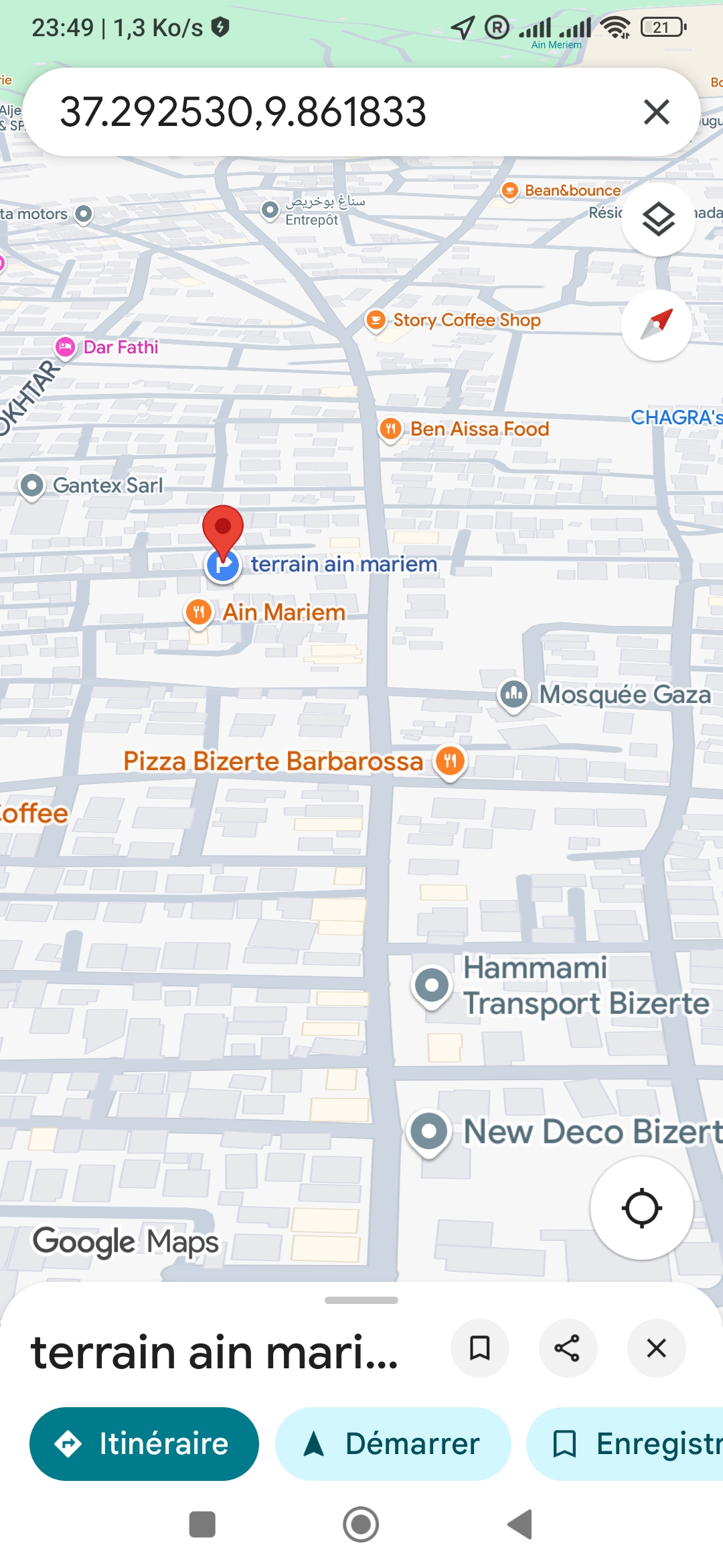 Bizerte Nord Bizerte Vente Surfaces 2 lots terrains ain mariem