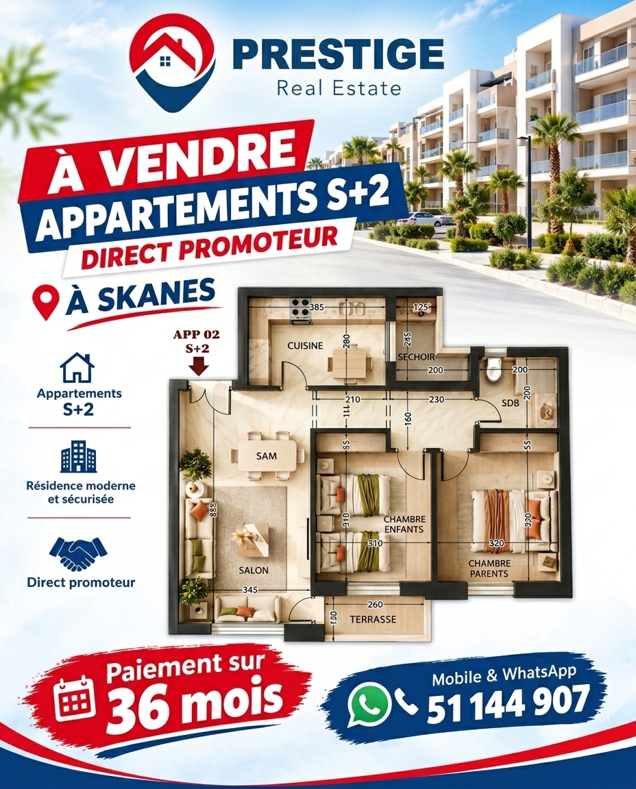 Vente&nbsp;Appart. 2 pi�ces - Tunisie