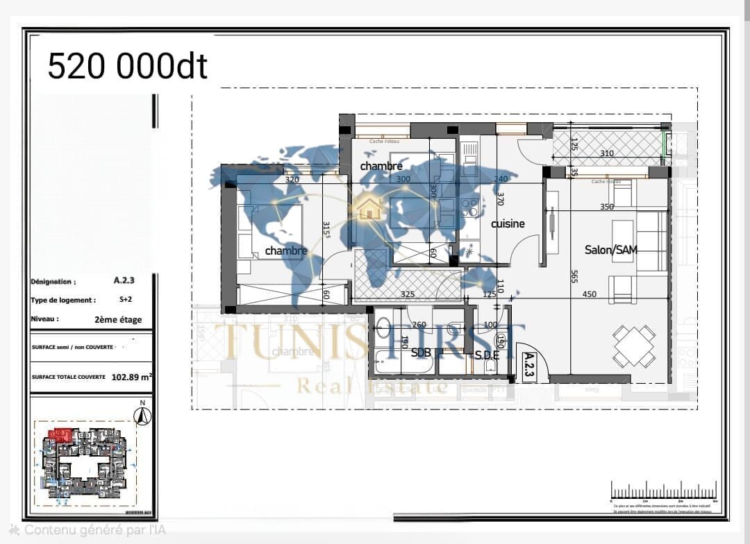 Ain Zaghouan&nbsp;Ain Zaghouan&nbsp;Vente&nbsp;Appart. 3 pi�ces&nbsp;Appart s2 � ain zaghouan nord