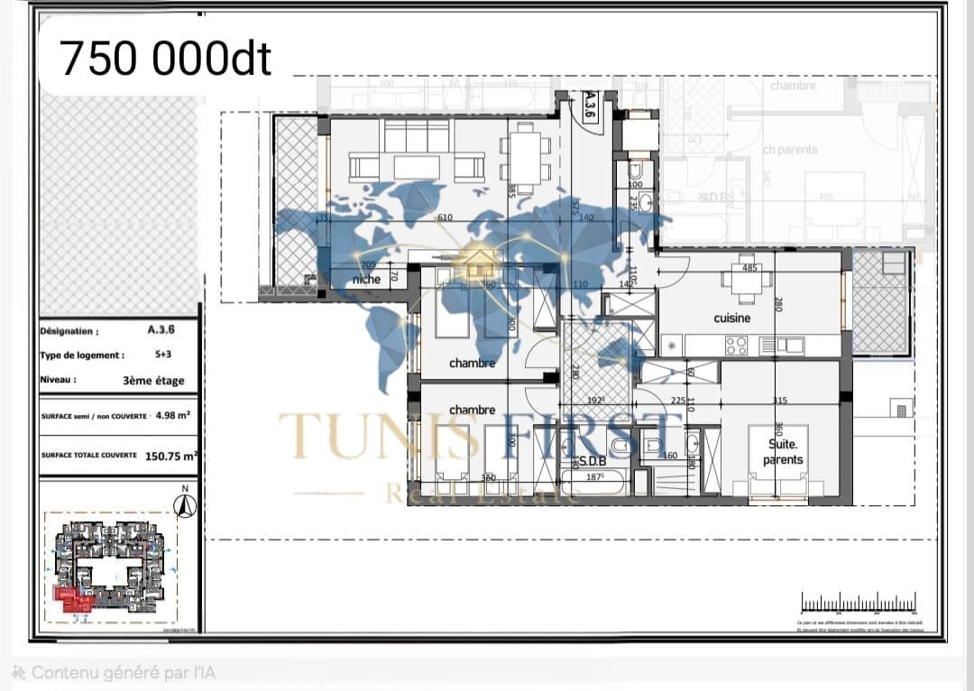 Vente&nbsp;Appart. 4 pi�ces - Tunisie